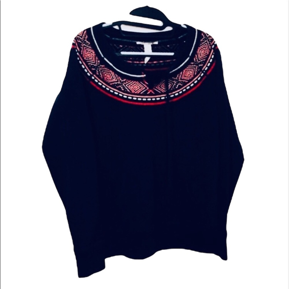 Like New Lucky Brand: Medium Navy Blue Beaded Round Neck Sweater - Picture 1 of 3